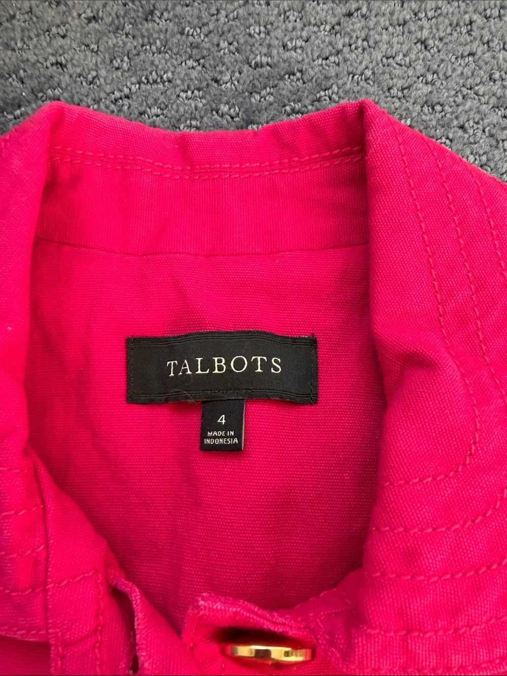Talbots Women's Bright Pink Jacket with Gold Buttons